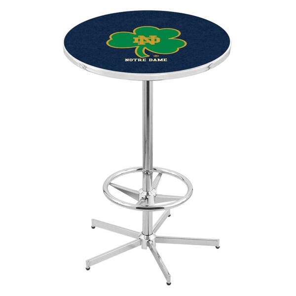 42" Chrome Notre Dame Shamrock Pub Table, 36" dia. Top